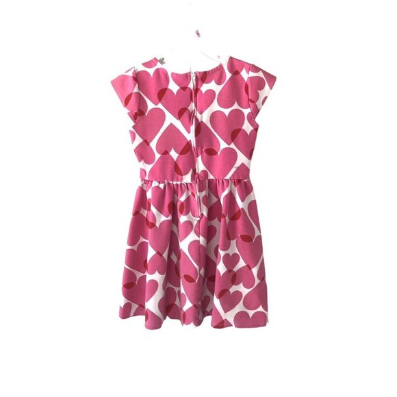 Place Girls Pink Hearts Design Shirred Waist Dress Pink White Size Medium 7/8 - Picture 2 of 12